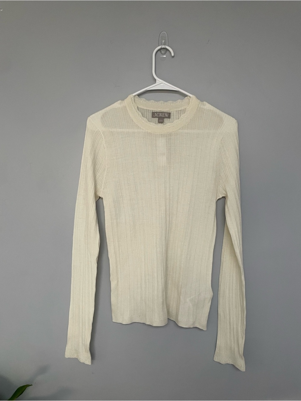 J. Crew Cream - Layered Pointelle Sweater-tee in Merino Wool - Slim Fit Sweater